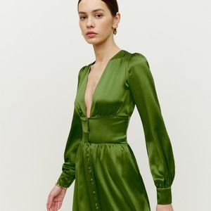 Reformation Silk Nicola Dress New With Tags Size 4 Palm Green